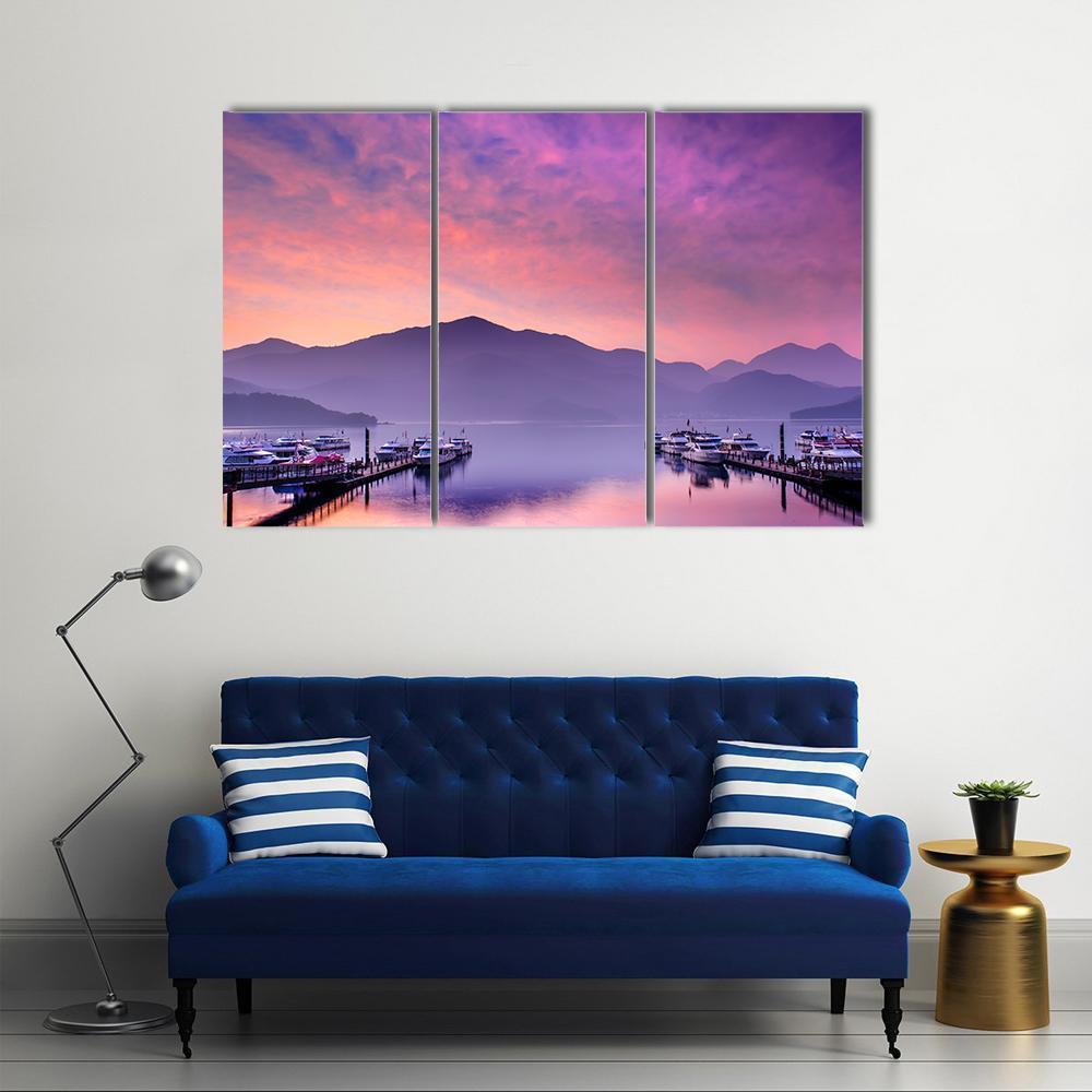 Lake Nantou Taiwan Canvas Wall Art-3 Horizontal-Gallery Wrap-37" x 24"-Tiaracle