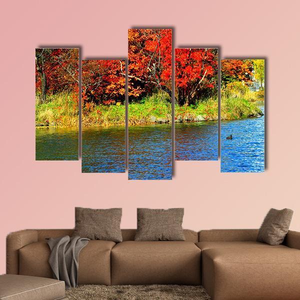 Lake In Nakajima Park Canvas Wall Art-5 Pop-Gallery Wrap-47" x 32"-Tiaracle