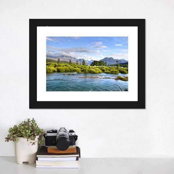 Lake Of Glacier National Park Panoramic Canvas Wall Art-1 Piece-36" x 12"-Tiaracle
