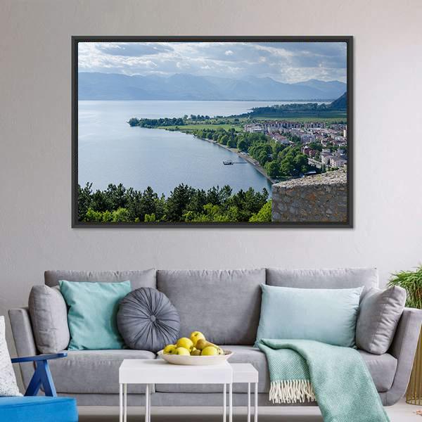 Lake Ohrid Coastline Panoramic Canvas Wall Art-1 Piece-36" x 12"-Tiaracle