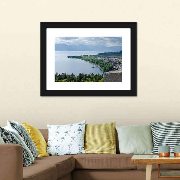 Lake Ohrid Coastline Panoramic Canvas Wall Art-1 Piece-36" x 12"-Tiaracle