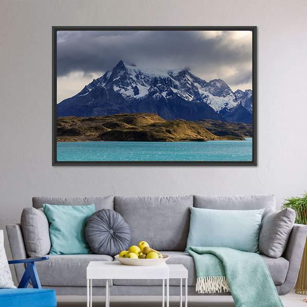 Lake Pehoe In Southern Chile Canvas Wall Art-3 Horizontal-Gallery Wrap-25" x 16"-Tiaracle