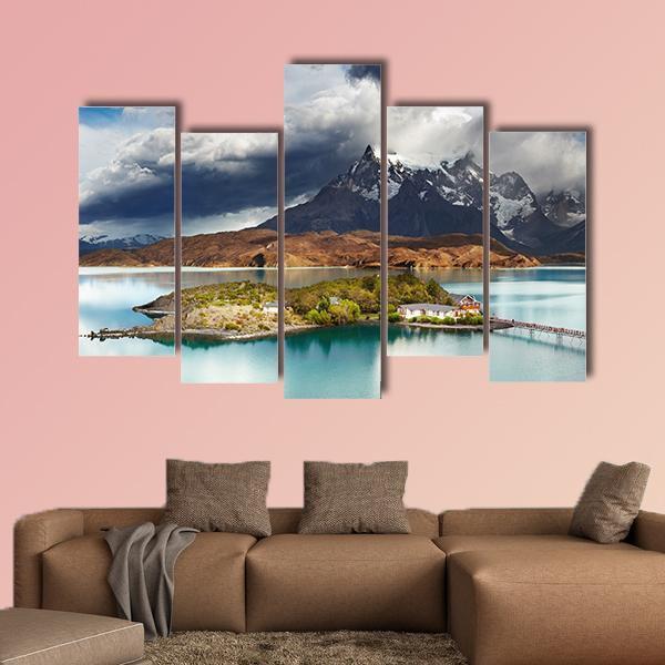 Lake Pehoe Canvas Wall Art-5 Pop-Gallery Wrap-47" x 32"-Tiaracle