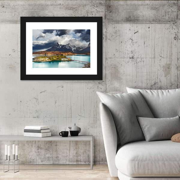 Lake Pehoe Panoramic Canvas Wall Art-1 Piece-36" x 12"-Tiaracle