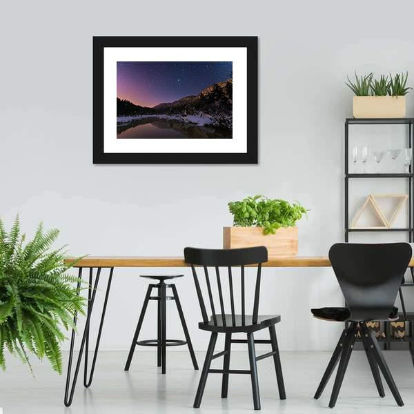 Lake Riedenersee At Night Canvas Wall Art-3 Horizontal-Gallery Wrap-25" x 16"-Tiaracle