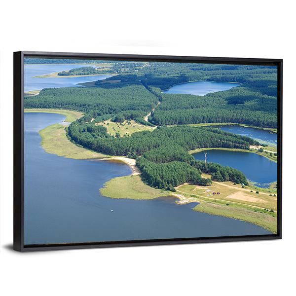 Lake Seliger & Islands Canvas Wall Art-3 Horizontal-Gallery Wrap-25" x 16"-Tiaracle