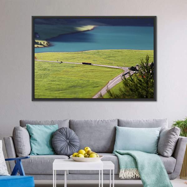 Lake Silvaplana Switzerland Panoramic Canvas Wall Art-1 Piece-36" x 12"-Tiaracle