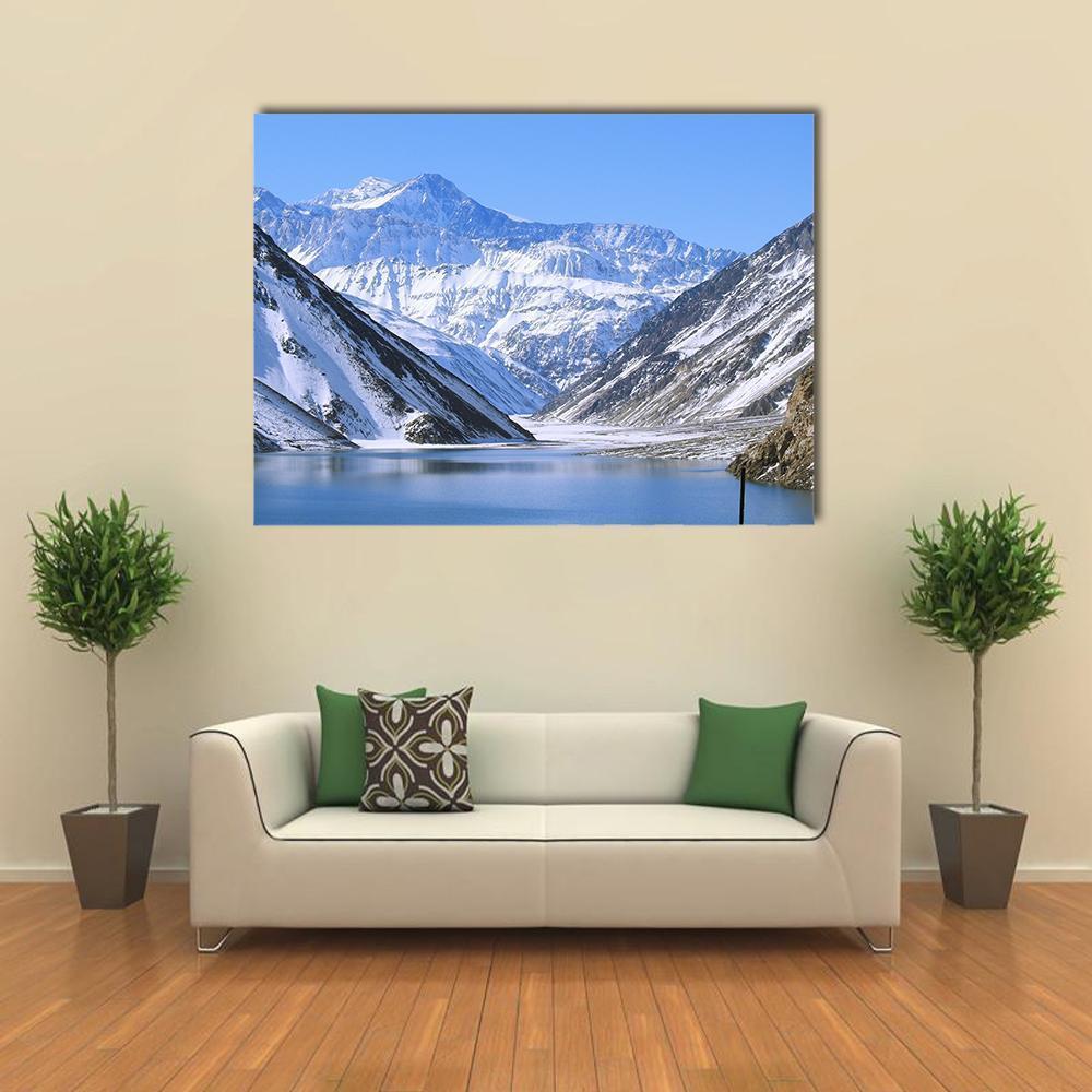 Lake & Snowy Mountain Canvas Wall Art-1 Piece-Gallery Wrap-48" x 32"-Tiaracle