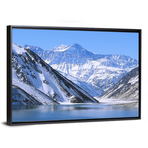 Lake & Snowy Mountain Canvas Wall Art-3 Horizontal-Gallery Wrap-25" x 16"-Tiaracle