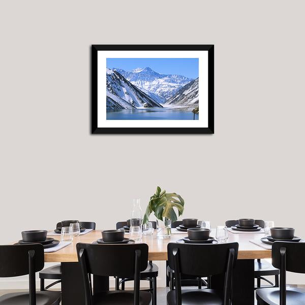 Lake & Snowy Mountain Canvas Wall Art-3 Horizontal-Gallery Wrap-25" x 16"-Tiaracle