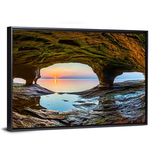 Lake Superior From Sea Cave Canvas Wall Art-3 Horizontal-Gallery Wrap-25" x 16"-Tiaracle
