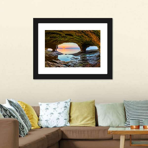 Lake Superior From Sea Cave Canvas Wall Art-3 Horizontal-Gallery Wrap-25" x 16"-Tiaracle