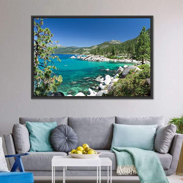 Lake Tahoe Canvas Wall Art-1 Piece-Floating Frame-24" x 16"-Tiaracle