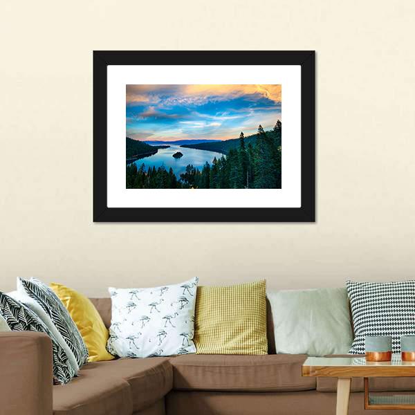 Lake Tahoe In California Canvas Wall Art-1 Piece-Framed Print-20" x 16"-Tiaracle