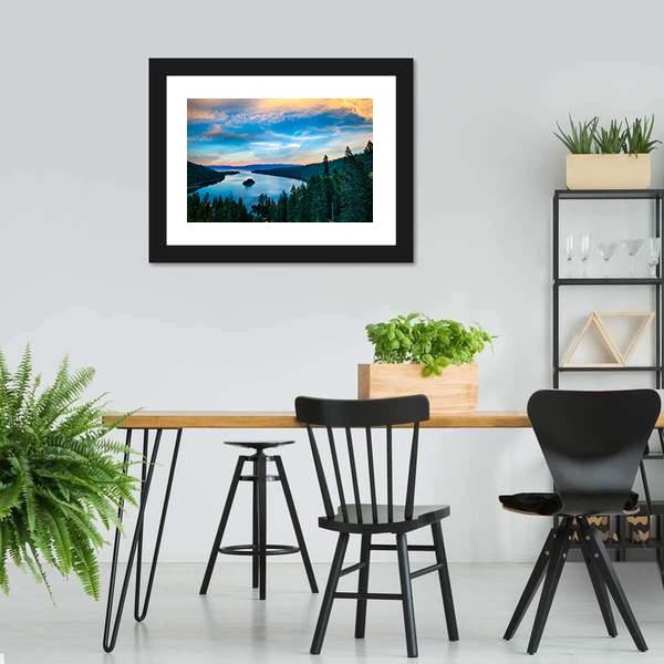 Lake Tahoe In California Panoramic Canvas Wall Art-1 Piece-36" x 12"-Tiaracle