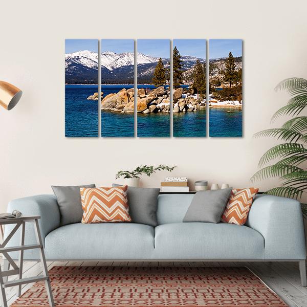 Lake Tahoe In Winter Canvas Wall Art-5 Horizontal-Gallery Wrap-22" x 12"-Tiaracle