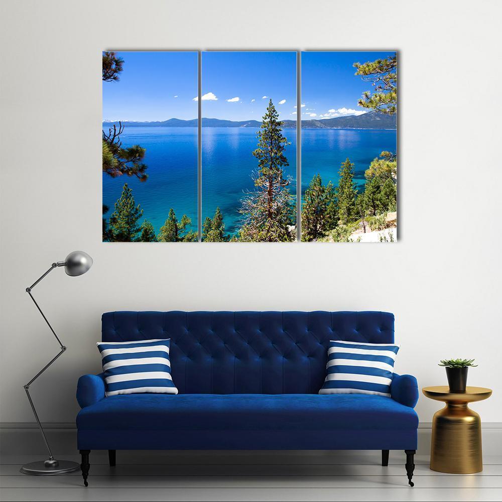 Lake Tahoe In USA Canvas Wall Art-3 Horizontal-Gallery Wrap-37" x 24"-Tiaracle