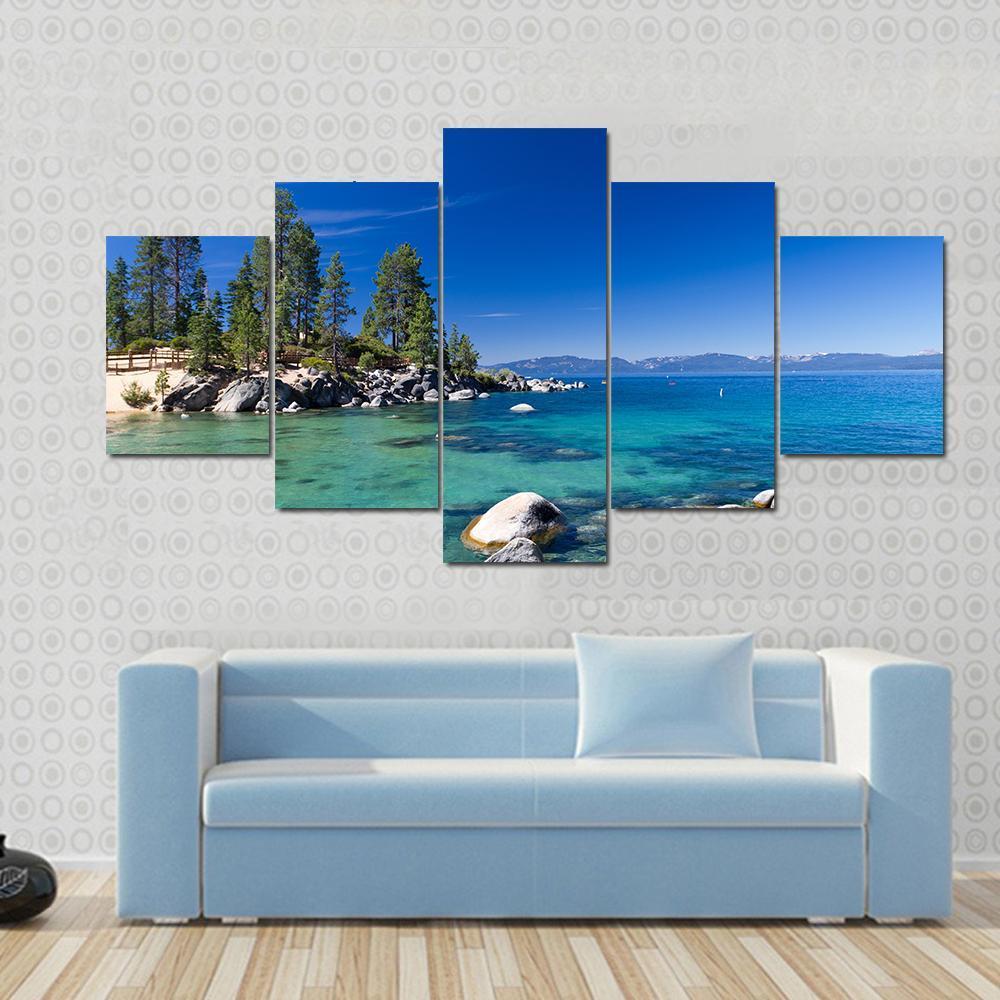 Lake Tahoe USA Canvas Wall Art-5 Star-Gallery Wrap-62" x 32"-Tiaracle