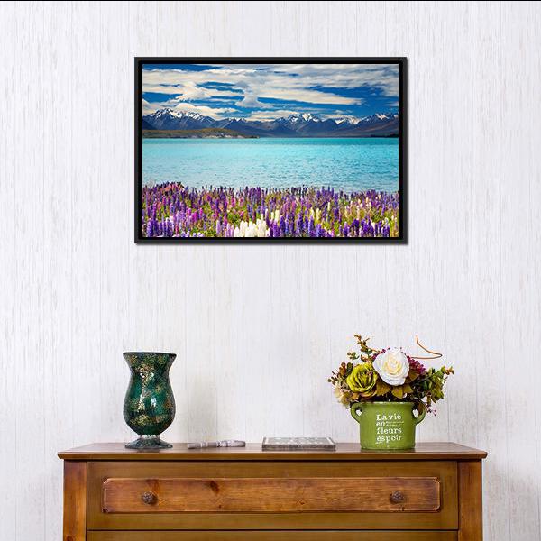Lake Tekapo In New Zealand Canvas Wall Art-1 Piece-Floating Frame-24" x 16"-Tiaracle