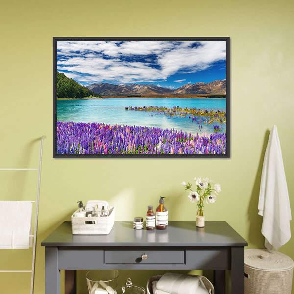 Lake Tekapo New Zealand Canvas Wall Art-1 Piece-Floating Frame-24" x 16"-Tiaracle