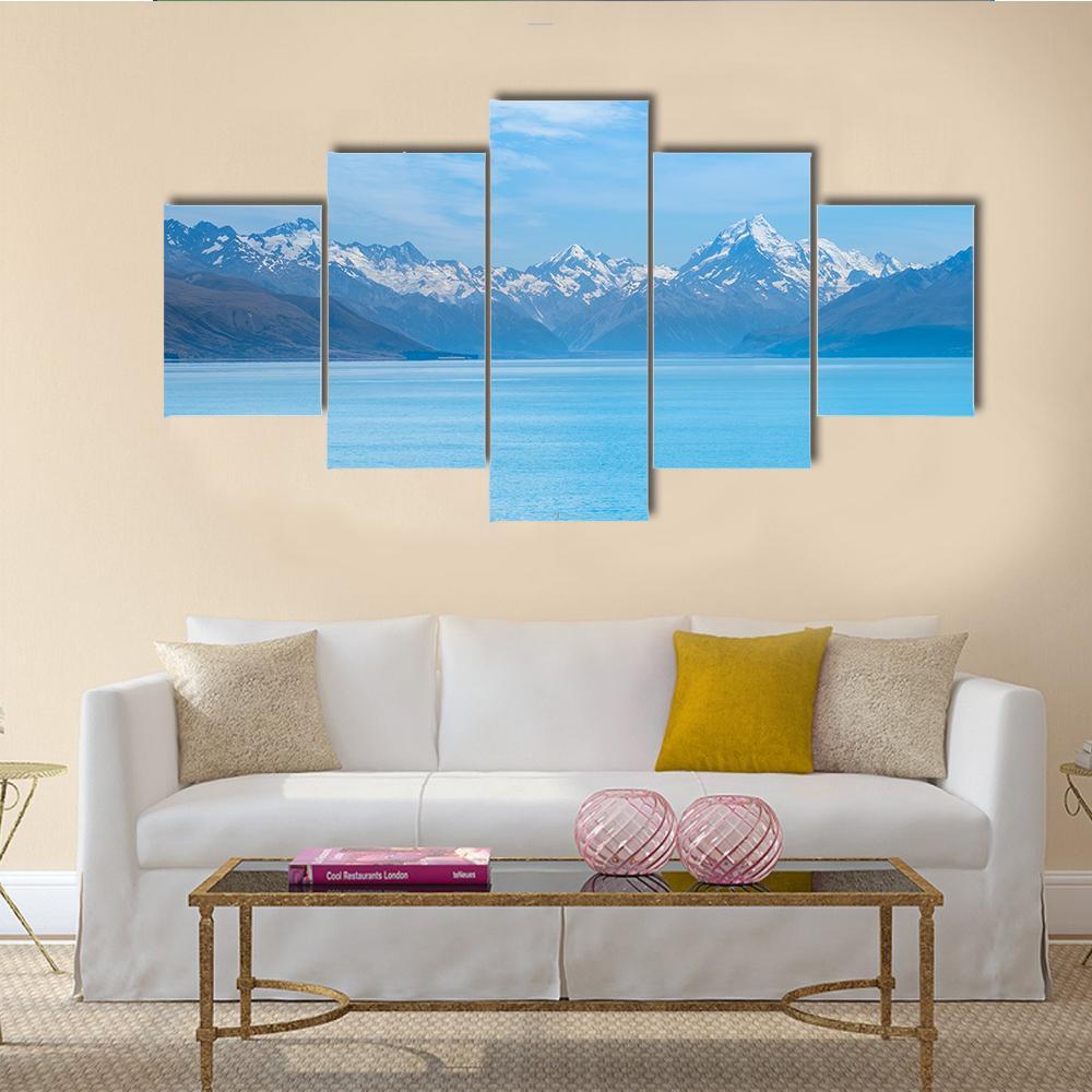 Lake Tekapo With Mt Cook Canvas Wall Art-5 Star-Gallery Wrap-62" x 32"-Tiaracle