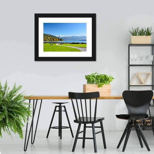 Lake Thun With Jungfrau Mountain Canvas Wall Art-3 Horizontal-Gallery Wrap-25" x 16"-Tiaracle