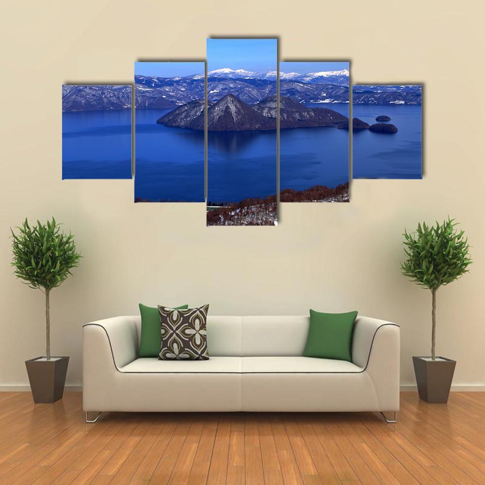 Lake Toya In Hokkaido Canvas Wall Art-5 Star-Gallery Wrap-62" x 32"-Tiaracle