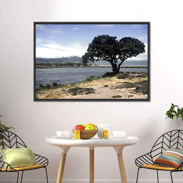 Lake & Tree In Ngorongoro Canvas Wall Art-3 Horizontal-Gallery Wrap-25" x 16"-Tiaracle