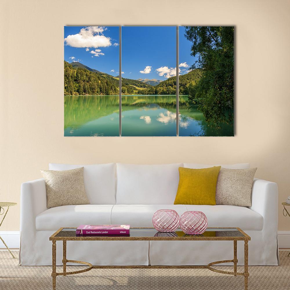 Lake Valdaora Italy Canvas Wall Art-3 Horizontal-Gallery Wrap-37" x 24"-Tiaracle