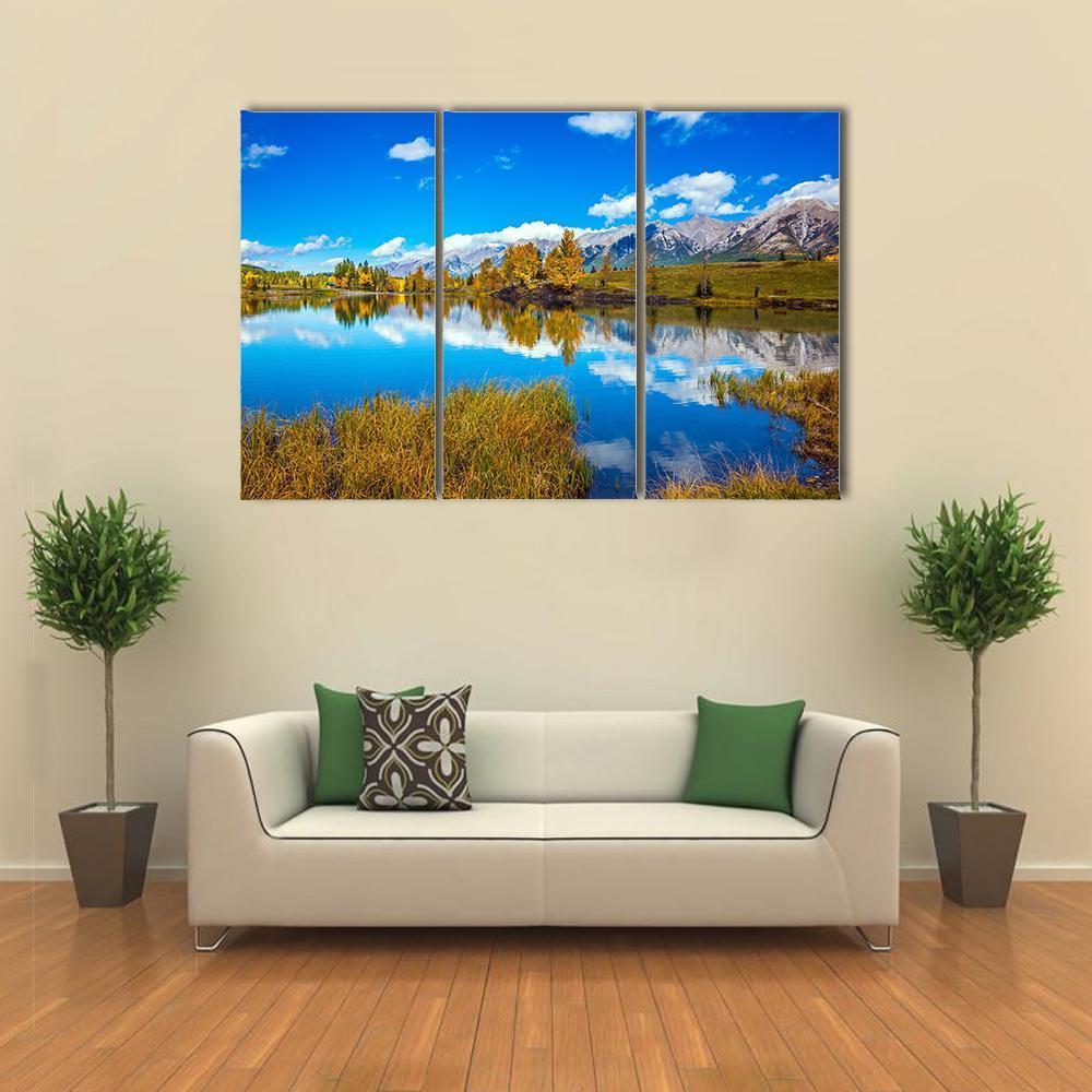 Lake In Canmore Canvas Wall Art-3 Horizontal-Gallery Wrap-37" x 24"-Tiaracle