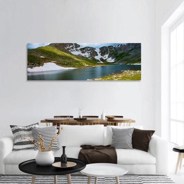 Lake With Mount Evans Panoramic Canvas Wall Art-1 Piece-36" x 12"-Tiaracle