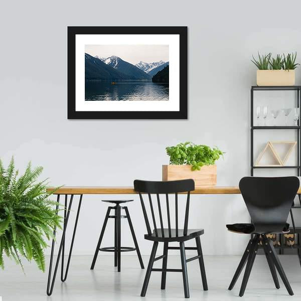 Lake With Mountains Canvas Wall Art-3 Horizontal-Gallery Wrap-25" x 16"-Tiaracle