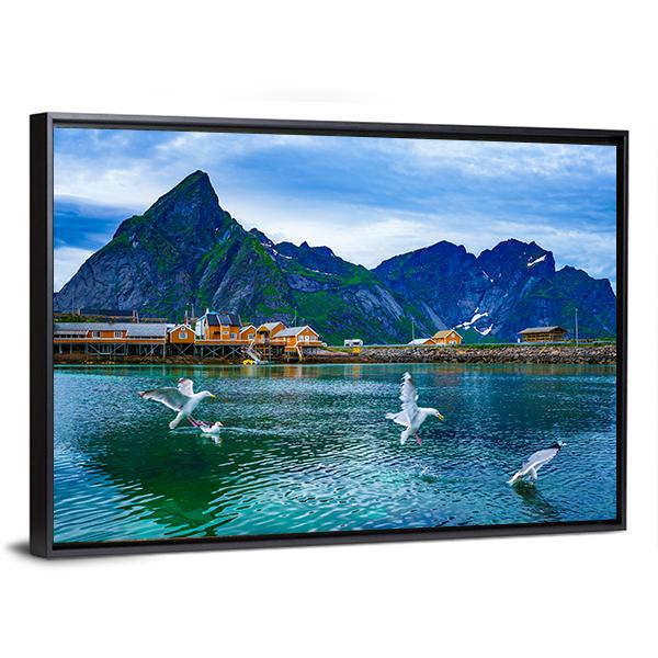 Lake With Mountains Norway Canvas Wall Art-3 Horizontal-Gallery Wrap-25" x 16"-Tiaracle