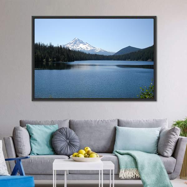 Lake With Mt Hood Canvas Wall Art-3 Horizontal-Gallery Wrap-25" x 16"-Tiaracle