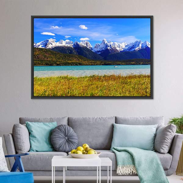 Lake With Sinclair Mountain Panoramic Canvas Wall Art-1 Piece-36" x 12"-Tiaracle