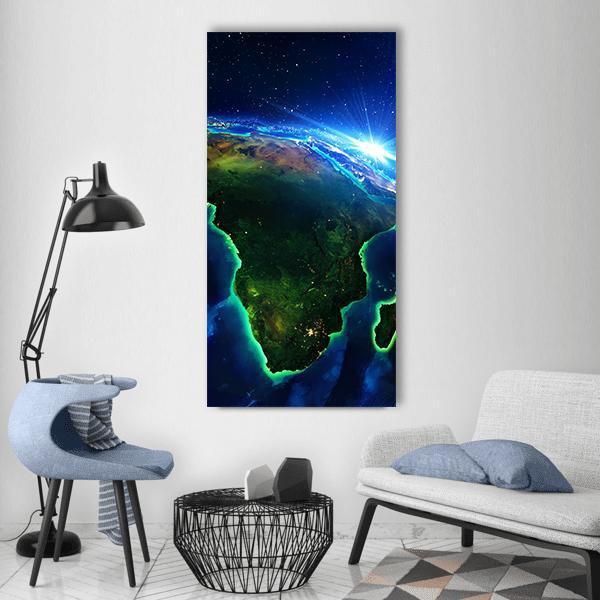 Africa From Space Vertical Canvas Wall Art-3 Vertical-Gallery Wrap-12" x 25"-Tiaracle