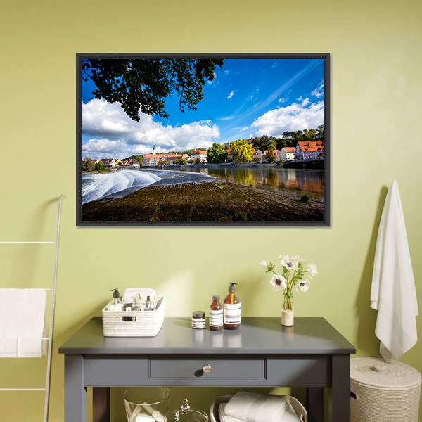 Landsberg Am Lech In Autumn Canvas Wall Art-1 Piece-Floating Frame-24" x 16"-Tiaracle