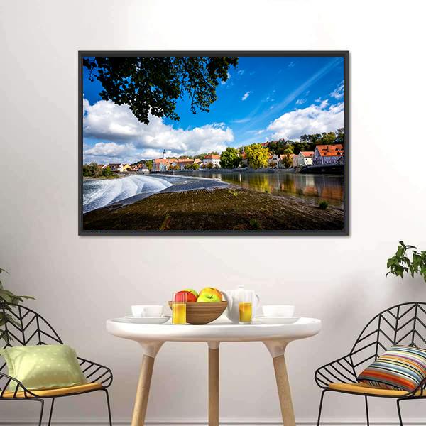 Landsberg Am Lech In Autumn Canvas Wall Art-3 Horizontal-Gallery Wrap-25" x 16"-Tiaracle