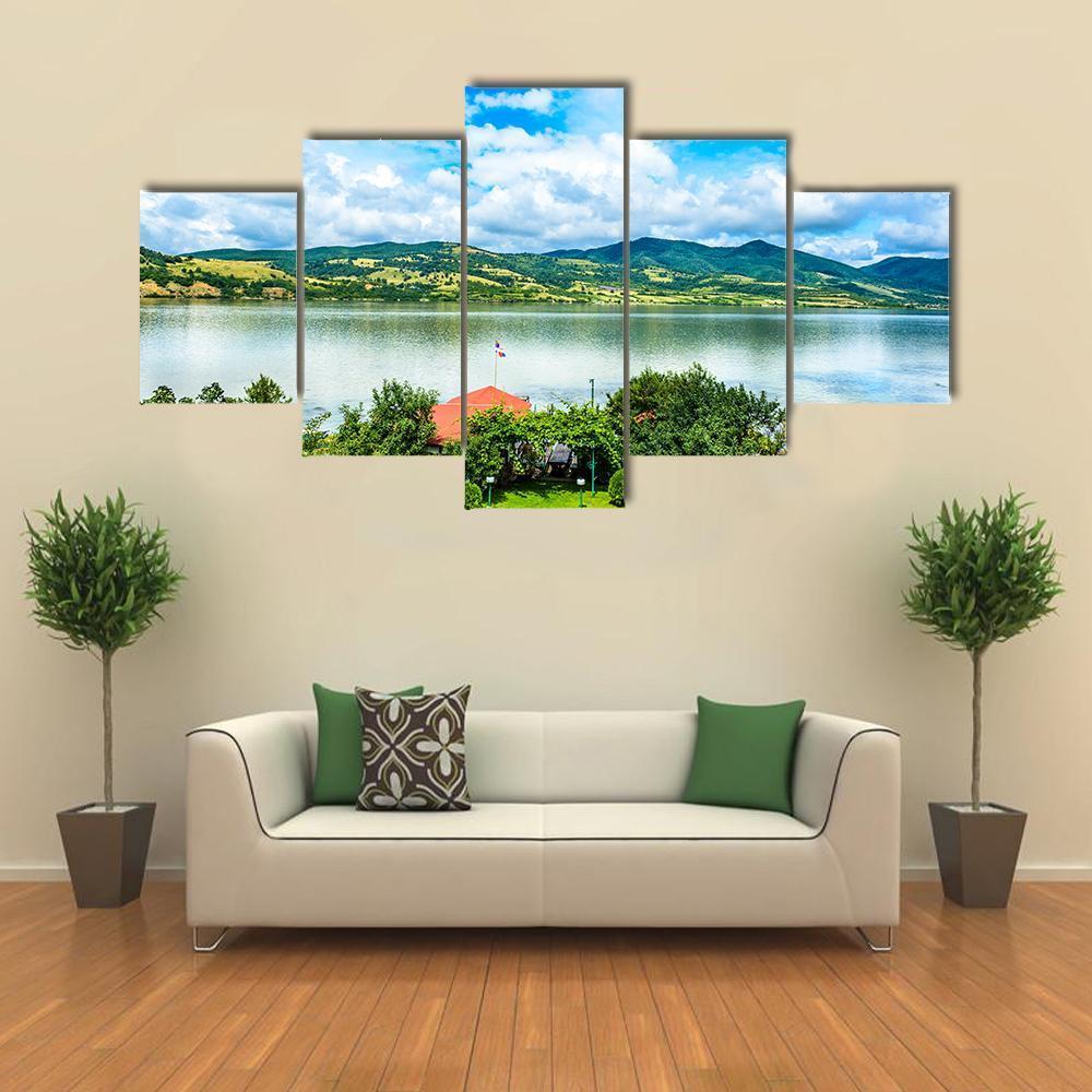 Backyard On Danube River Canvas Wall Art-5 Star-Gallery Wrap-62" x 32"-Tiaracle