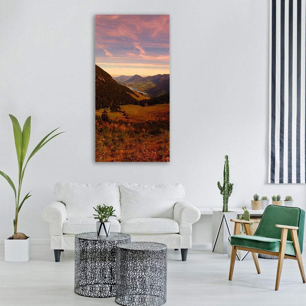 Landscape In Autumn Mountains Vertical Canvas Wall Art-1 Vertical-Gallery Wrap-12" x 24"-Tiaracle
