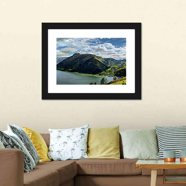 Landscape Of Fjord Norway Panoramic Canvas Wall Art-1 Piece-36" x 12"-Tiaracle