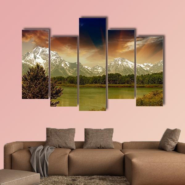 Grand Teton National Park Canvas Wall Art-5 Pop-Gallery Wrap-47" x 32"-Tiaracle