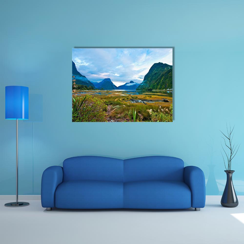 Landscape Of High Mountain Canvas Wall Art-1 Piece-Gallery Wrap-48" x 32"-Tiaracle