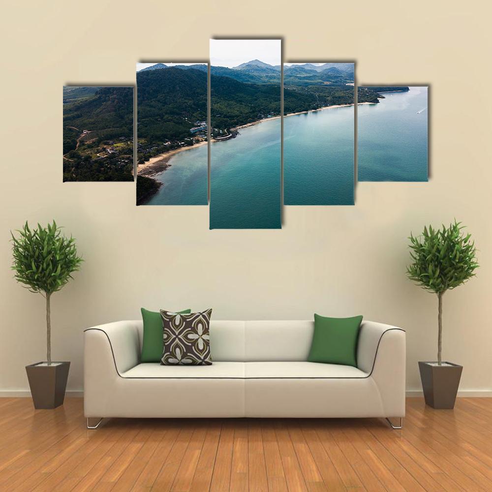 Koh Yao Noi Aerial View Canvas Wall Art-5 Star-Gallery Wrap-62" x 32"-Tiaracle