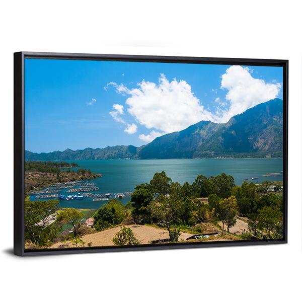Landscape Of Lake Batur Canvas Wall Art-3 Horizontal-Gallery Wrap-25" x 16"-Tiaracle