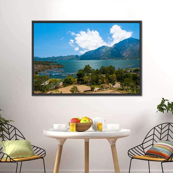 Landscape Of Lake Batur Canvas Wall Art-3 Horizontal-Gallery Wrap-25" x 16"-Tiaracle