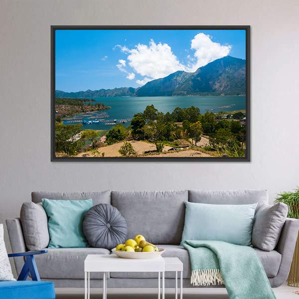 Landscape Of Lake Batur Canvas Wall Art-3 Horizontal-Gallery Wrap-25" x 16"-Tiaracle