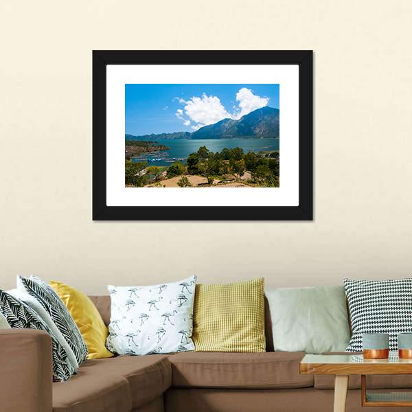 Landscape Of Lake Batur Canvas Wall Art-3 Horizontal-Gallery Wrap-25" x 16"-Tiaracle