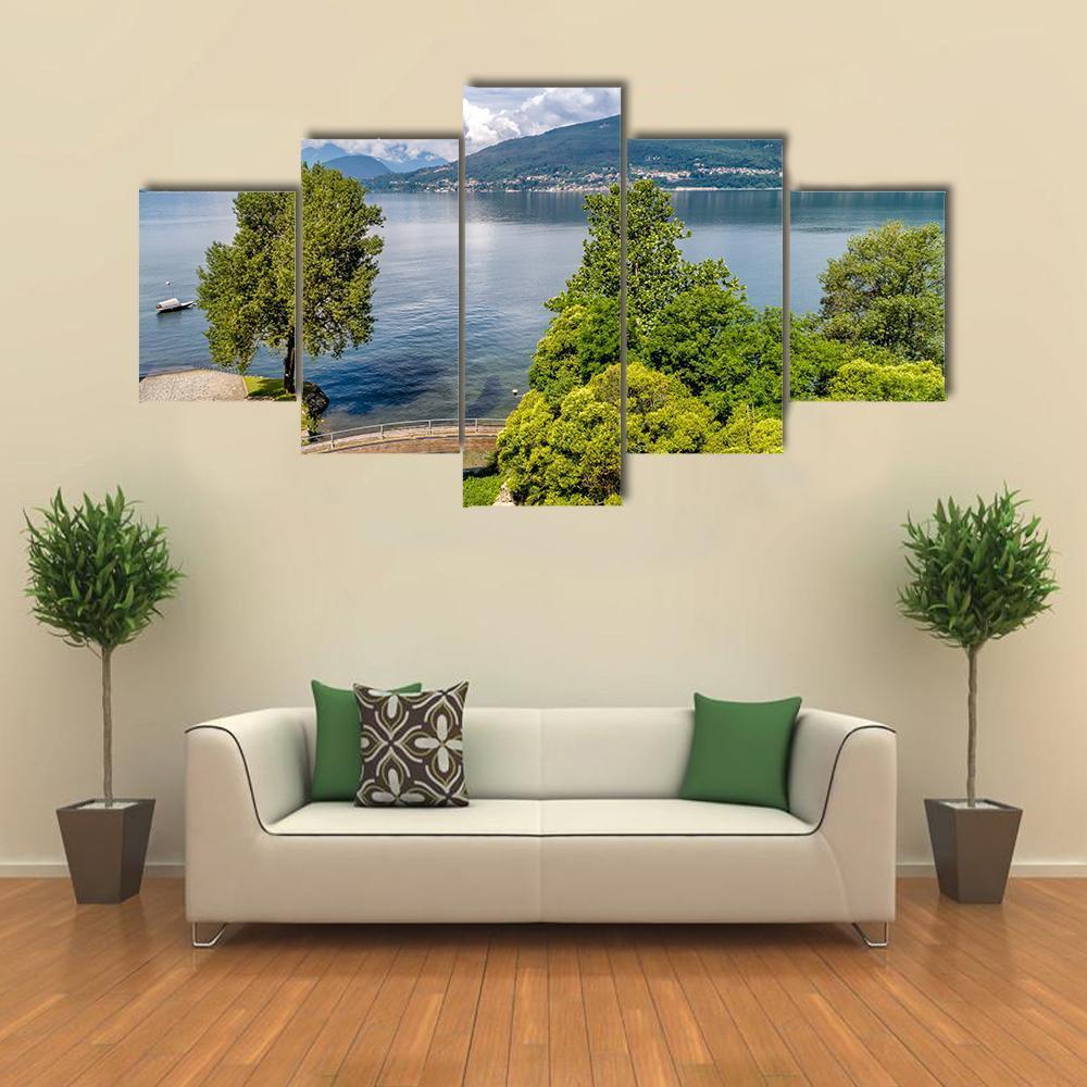 Lake Maggiore In Summer Canvas Wall Art-5 Star-Gallery Wrap-62" x 32"-Tiaracle