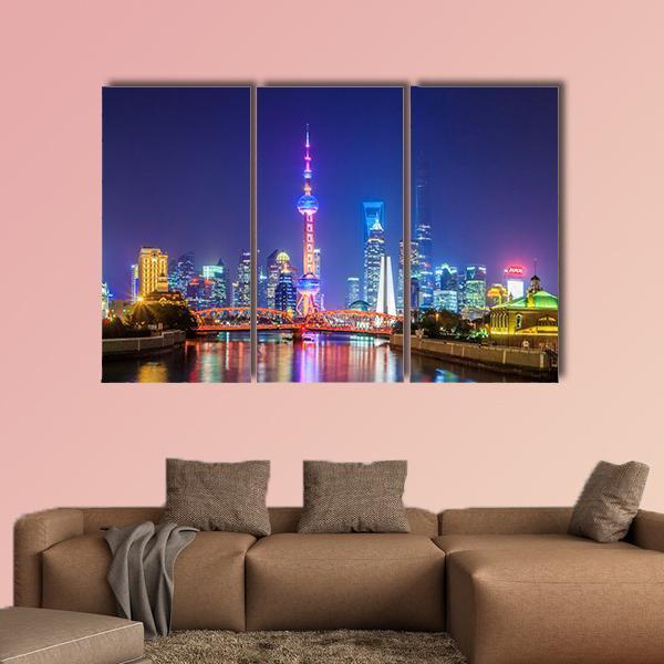 Lujiazui In Shanghai Canvas Wall Art-3 Horizontal-Gallery Wrap-25" x 16"-Tiaracle